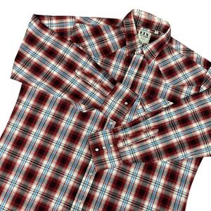 Ely Cattleman Men Shirt XL Red Plaid Pearl Snap Western Long Sleeve Farm